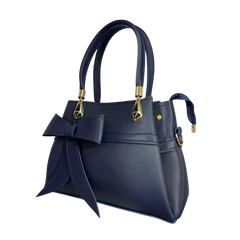 Navy Bow-Accent Handbag