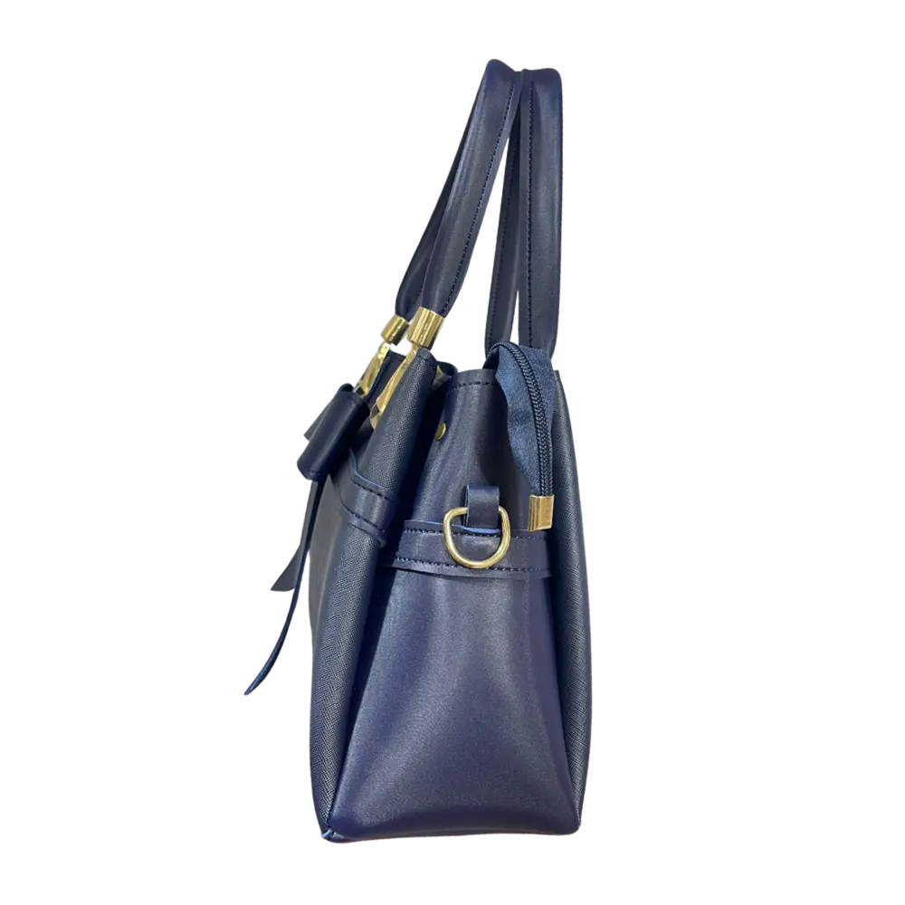 Navy Bow-Accent Handbag