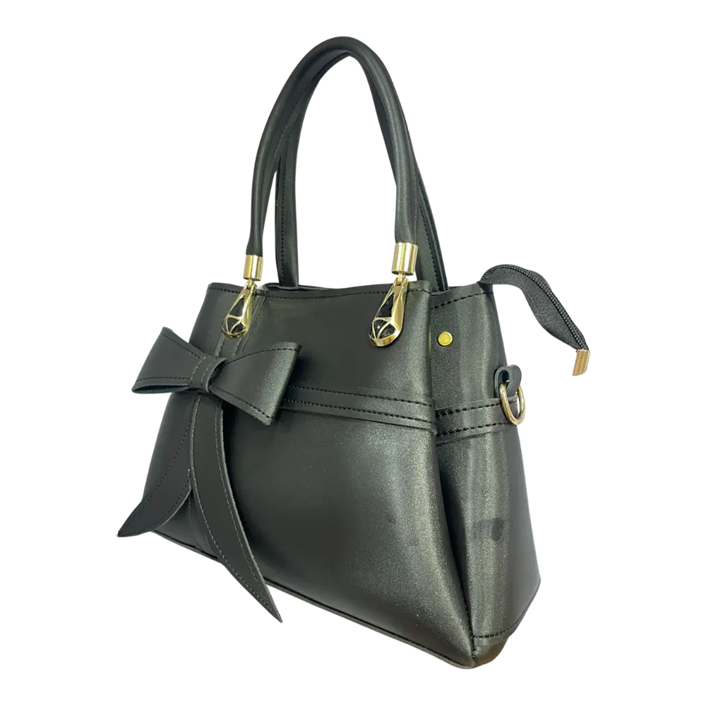 Noir Bow-Accent  Handbag