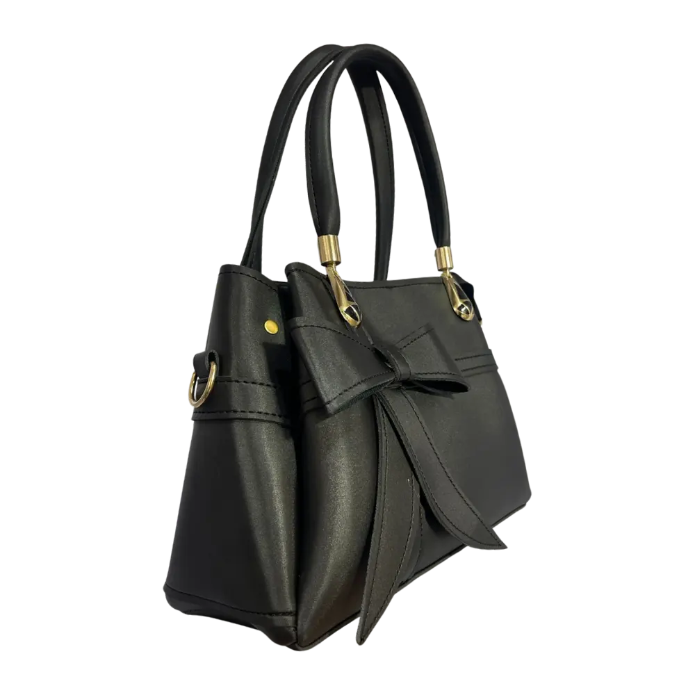 Noir Bow-Accent  Handbag