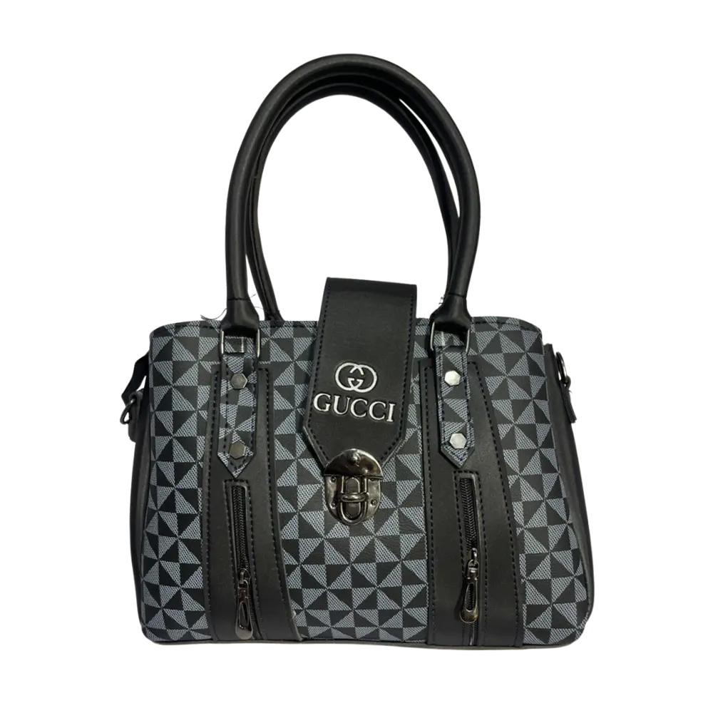 Black Geometric Pattern Handbag