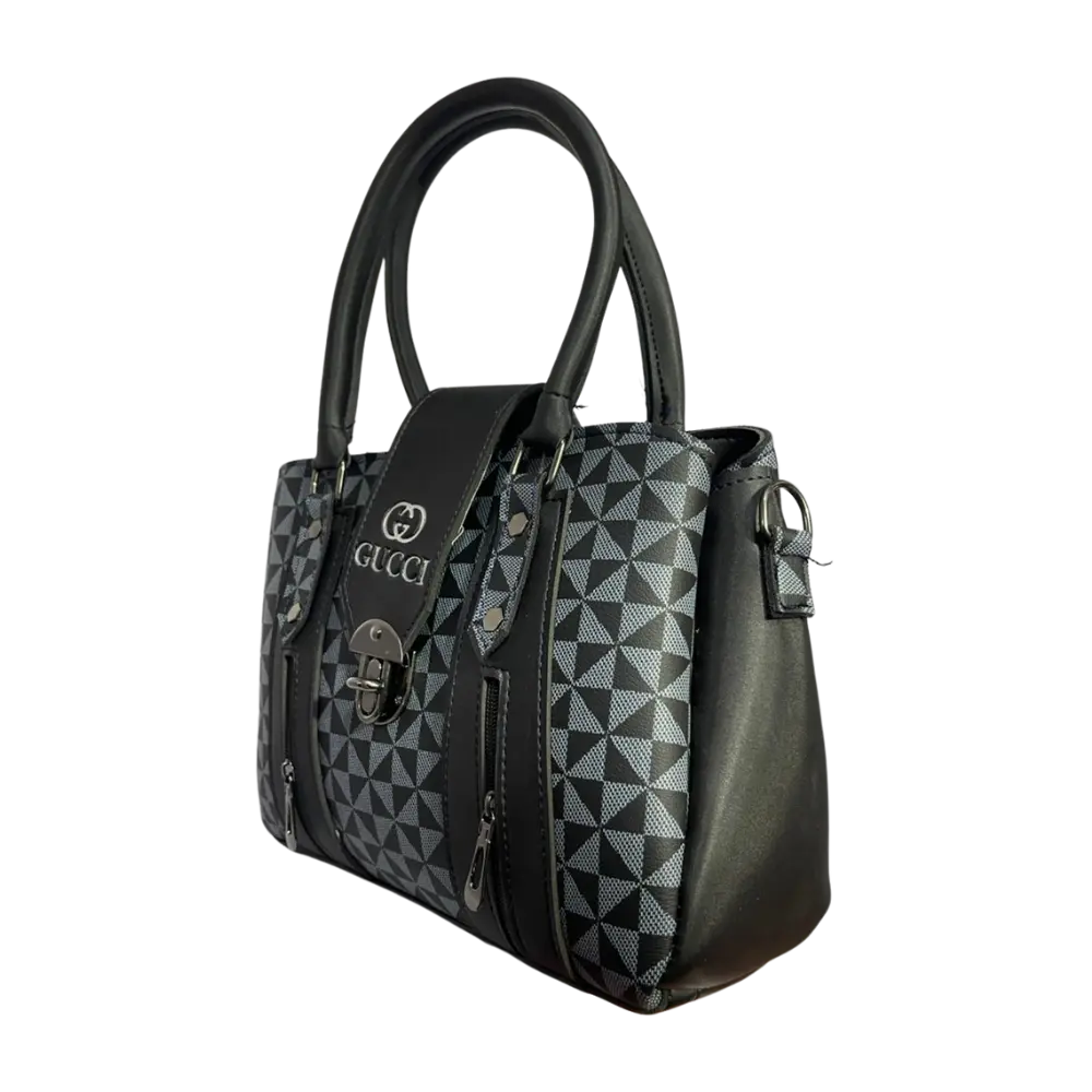 Black Geometric Pattern Handbag