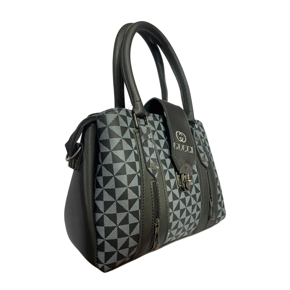 Black Geometric Pattern Handbag