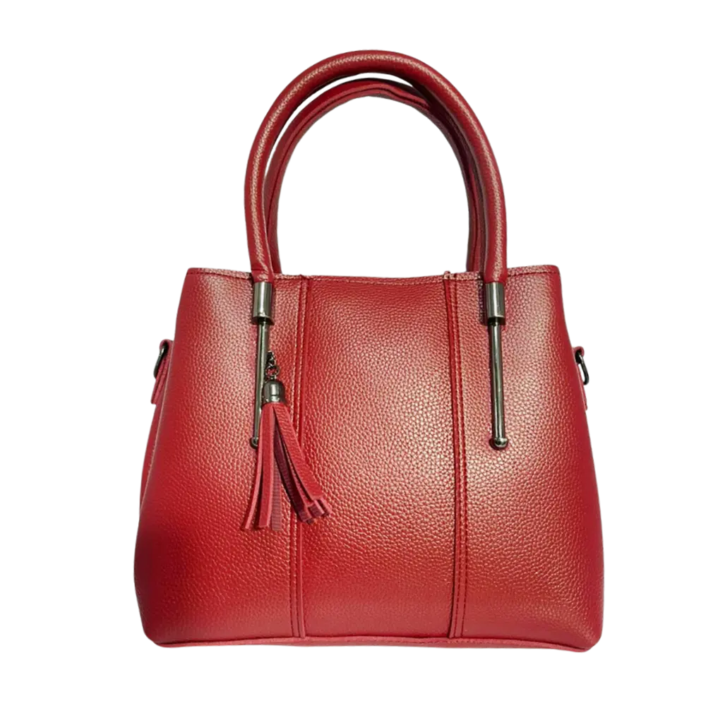 Chic Red Textured Tote Bag