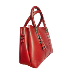Chic Red Textured Tote Bag
