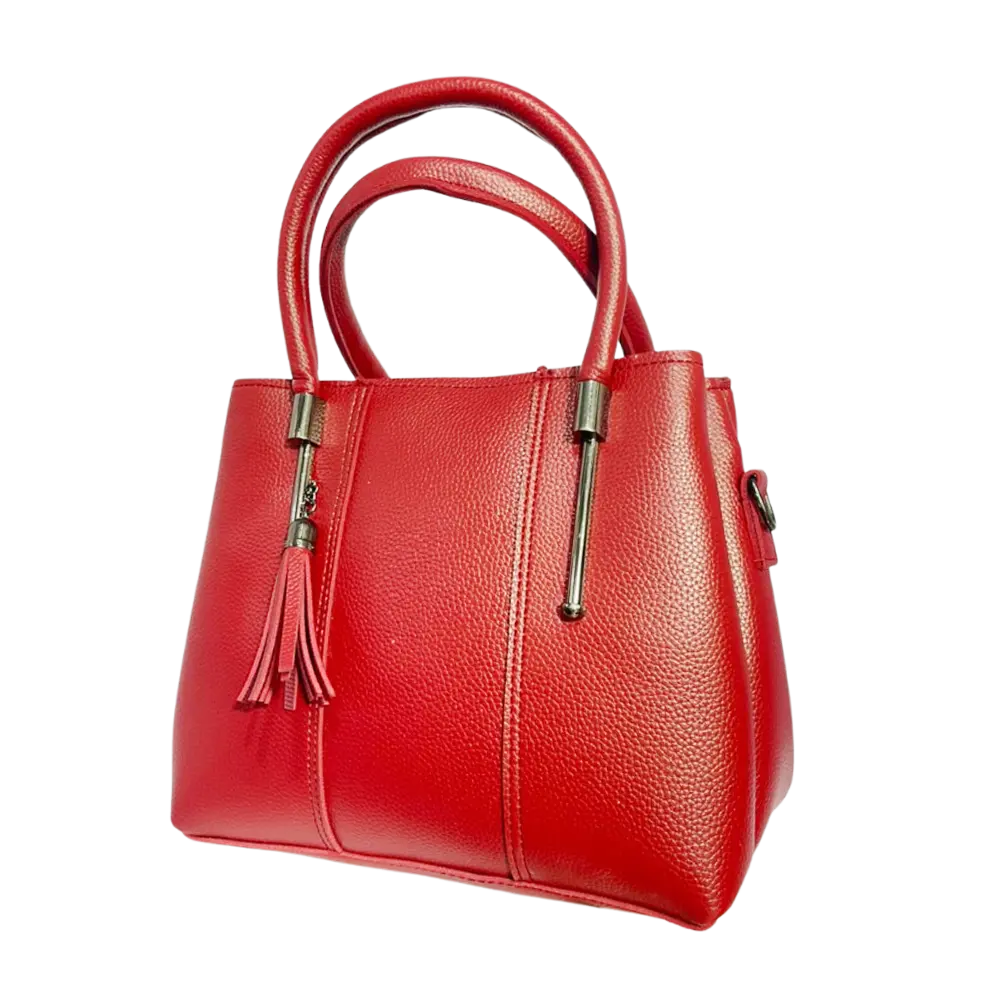 Chic Red Textured Tote Bag