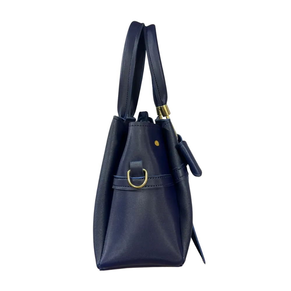 Navy Bow-Accent Handbag