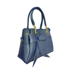 Navy Bow-Accent Handbag
