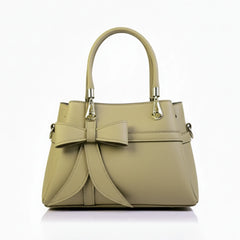 Beige Bow-Accent Handbag