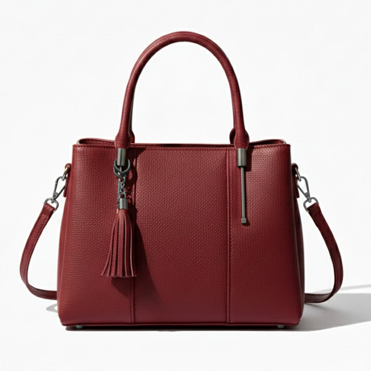 Chic Red Textured Tote Bag