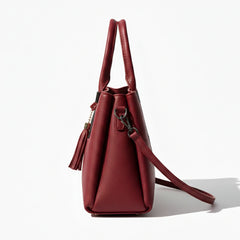 Chic Red Textured Tote Bag